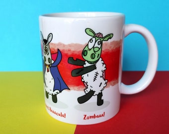Spooky Sheep Mug | Fun sheep gift | Sheep Mug | Fun Wales Cup | Cute Cute offee mug | Yarn gift | Fun mug | Horror gift | Spooky mug