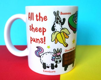 All The Sheep Puns! Mug | Fun sheep gift | Sheep Mug | Fun Knitting Cup | Funny Gifts For Knitters | Punny gift | Fun mug | Punny cup