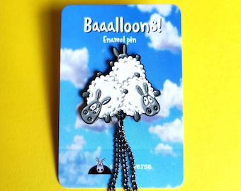 Baaalloons! - Emaille pin-badge | Schapenkenteken | Punny-badge | Ballonnen | Schapencadeaus | Pin-badge | Vieringsbadge | Leuk cadeau | Woordspeling geschenk