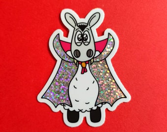 Count Baaacula! - Glitter Sheep sticker | Cute sticker | Vampire sticker | Glitter sticker | Planner sticker | Fun sticker | Journal sticker