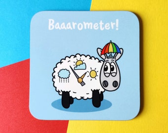 Baaarometer! - Coaster, leuk schapencadeau, Punny cadeau, grappig cadeau, leuke drinkmat, Punny cadeau, schapencadeaus, barometer cadeau, vriend cadeau