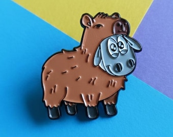 Capybaaara Enamel Pin: Sheep in Capybara Costume Badge