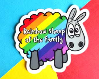 Rainbow Sheep Vinyl Sticker | Planner Die Cut Decal