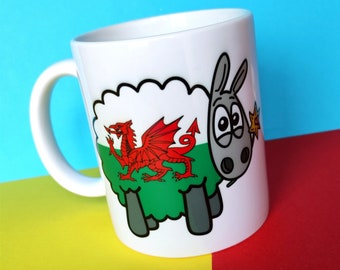 Welsh Sheep Mug | Fun sheep gift | Sheep Mug | Fun Wales Cup | Wales coffee mug | Yarn gift | Fun mug | Welsh gift | Wales mug | Welsh Mug |