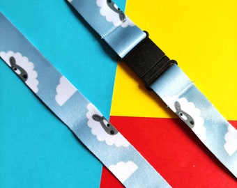 Cloudy Sheep Lanyard - Teacher/Nurse ID Badge Holder
