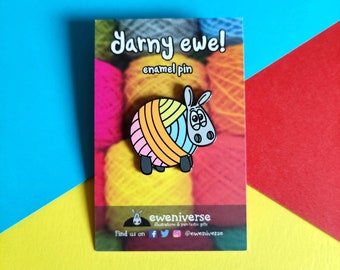 Yarny Ewe Enamel Pin: Sheep Yarn Ball Badge