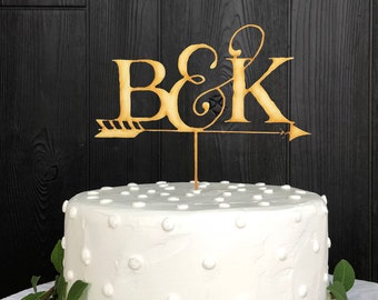 Customized Wedding Cake Topper w Arrow/Initials Personalized Cake Topper for Wedding/Custom Personalized Wedding Cake Topper/Quick Shipping