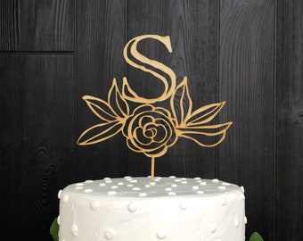 Custom Wedding Cake Topper/Personalized Cake Topper/Quick shipping/Gold/Natural/Silver/Monogram Cake Topper/Our last name Initial