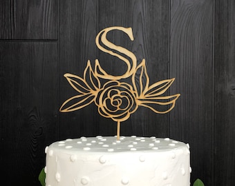 Custom Wedding Cake Topper/Personalized Cake Topper/Quick shipping/Gold/Natural/Silver/Monogram Cake Topper/Our last name Initial