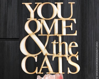Cats | Wedding Cake Topper / You Me & The Cats / Laser Cut Cake Topper / Cat Lover Cake Topper by Woodword Design Studio