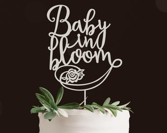 Baby in Bloom Cake Topper Hand Lettered Gender Reveal