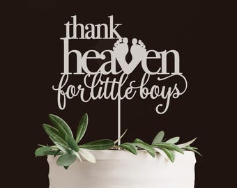 Thank Heaven for Little Boys Cake Topper - Baby Shower or First Birthday