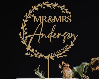 Custom Wedding Cake Toppers Gold Cake topper for Wedding Rustic Wedding Cake Toppers Custom Initials Wedding Decorations Cake Topper