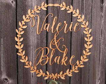 Custom Wreath Wedding Cake/Topper Custom Names/Custom Cake/Topper/Personalized Script/ Cake topper/ Quick Ship/Gold/Silver/Natural/Rose Gold