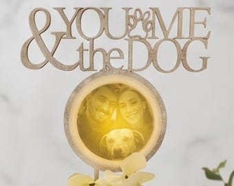 Custom Illuminated Lithophane Cake Topper: Personalized 3D Photo, Laser Cut Wood, Dog Lover