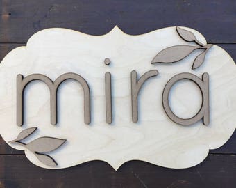 Custom Name kids room decor | Nursery Decor | Unframed | Girl's Room Decor | Wood Cut Sign | Girl's Name Sign | Natural Wood Sign