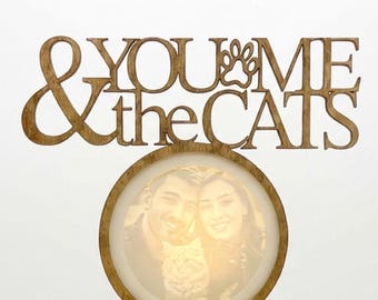 Custom Illuminated Lithophane Cake Topper: Personalized Photo, Laser Cut Wood, Cat Lover
