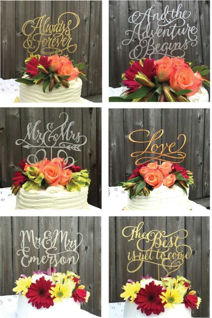 Mr & Mrs Wooden Arrow Wedding Cake Topper – Rustic Brown, Romantic Decoration By Ella Celebration (UPC 710551277584)