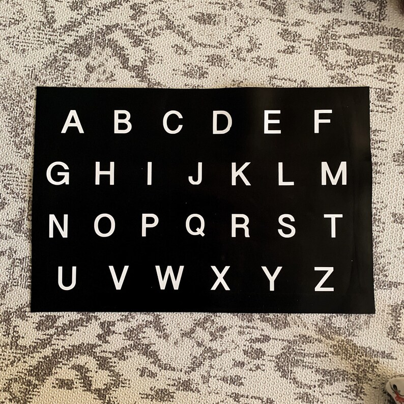 alphabet leather mat letter recognition at home learning Easter gift for toddler sensory play leather letter mat Montessori letter set