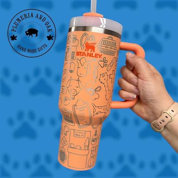 Engraved Tumbler, Veterinarian gift, vet tech, 40oz tumbler with handle, vet graduation gift, vet tech week, animal hospital, animal lover