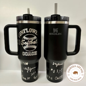 Team Coach Tumbler, Engraved Tumbler, team mom gift, softball coach gift, team manager cup, handwritten signature, sports team tumbler