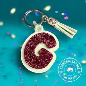 Mermaid Keychain, glitter initial keychain, ocean charm for backpack, cheer bag keychain, girl gift with name, mermaid birthday gift favor