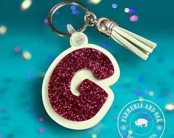 Portachiavi a forma di sirena, portachiavi con iniziale glitterata, ciondolo con oceano per zaino, portachiavi per borsa da cheerleader, regalo per bambina con nome, bomboniera a forma di sirena per compleanno
