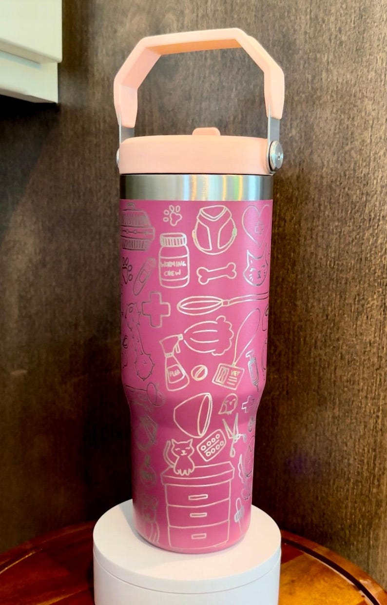 Engraved Tumbler, Veterinarian gift, vet tech, 40oz tumbler with handle, vet graduation gift, vet tech week, animal hospital, animal lover image 5