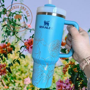 Hummingbird Tumbler, Engraved Tumbler, flower garden lover, garden cup, flower bird, boho spring, spring garden gift, Mother's Day tumbler image 2