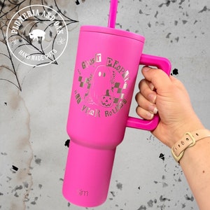 I Ghost People Tumbler, Engraved Tumbler, pumpkin cup, checkered Halloween, retro Halloween, fall harvest, spooky season, fall coffee