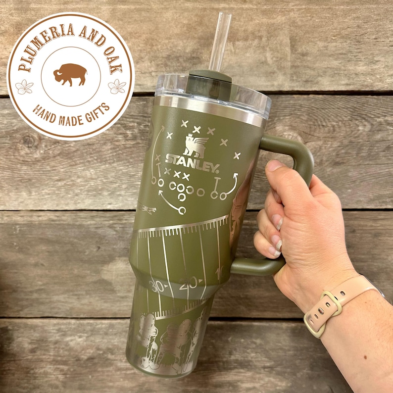 Football Mom Tumbler, Engraved Tumbler, football mama, high school football gift, engraved sports cup, proud mom gift, personalized football image 1