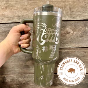 Football Mom Tumbler, Engraved Tumbler, football mama, high school football gift, engraved sports cup, proud mom gift, personalized football image 3