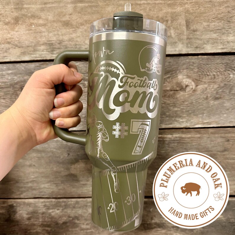 Football Mom Tumbler, Engraved Tumbler, football mama, high school football gift, engraved sports cup, proud mom gift, personalized football image 3