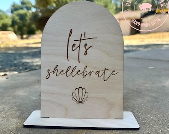 Beach Party Sign, let's celebrate, beach wood sign, mermaid decor, coastal nursery, ocean party decor, surf birthday, natural wood sign