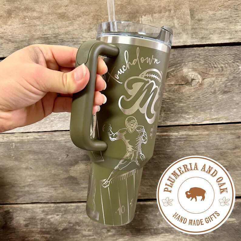 Football Mom Tumbler, Engraved Tumbler, football mama, high school football gift, engraved sports cup, proud mom gift, personalized football image 4