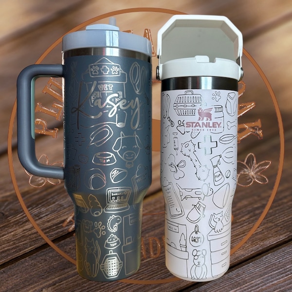 Engraved Tumbler, Veterinarian gift, vet tech, 40oz tumbler with handle, vet graduation gift, vet tech week, animal hospital, animal lover