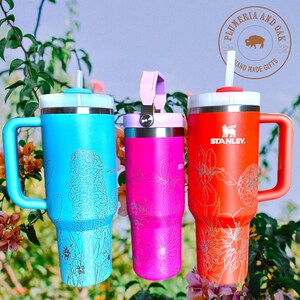 Hummingbird Tumbler, Engraved Tumbler, flower garden lover, garden cup, flower bird, boho spring, spring garden gift, Mother's Day tumbler image 5
