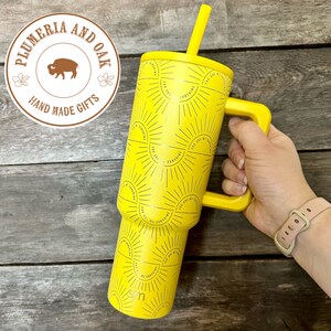 You are My Sunshine Tumbler, Sun Tumbler, Engraved Tumbler, tumbler with handle, mom birthday gift from kids, sunshine cup, daughter mug