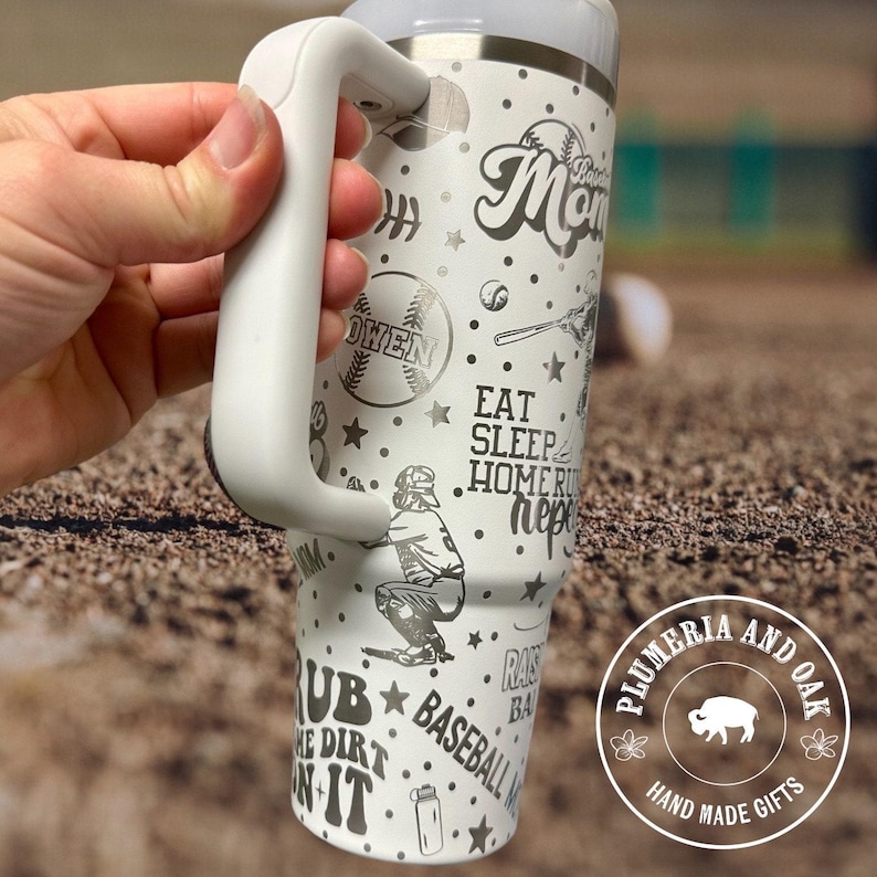 Baseball Mom Tumbler, Engraved Tumbler, team mom gift, baseball mama cup, strikeout, baseball tumbler, personalized travel mug, kids number image 4