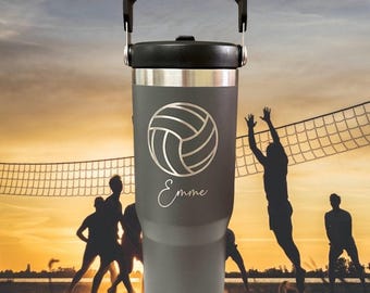 Volleybollnamnsmugg, graverad mugg, volleybollspelare, seniorkväll, personlig sportmugg, specialgraverad present, volleybolllag