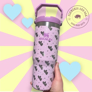 Dainty Hearts Tumbler, Engraved Tumbler, retro star, galentine cup, love tumbler, personalized teen gift, heart star mug, cute heart glass