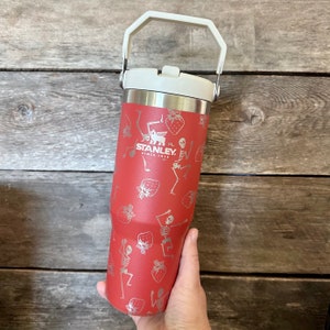 Dancing Skeleton Tumbler, Engraved Tumbler, strawberry cup, strawberry lover, skeleton gift, sweet spooky, personalized tumbler, custom cup