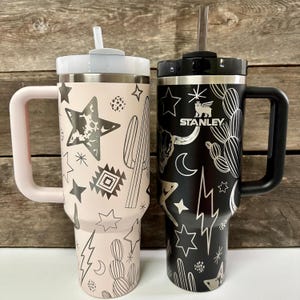 Engraved Tumbler, 40oz with handle, western cup, western mom, cow print tumbler, punchy, custom, southwest decor, longhorn, retro western image 6