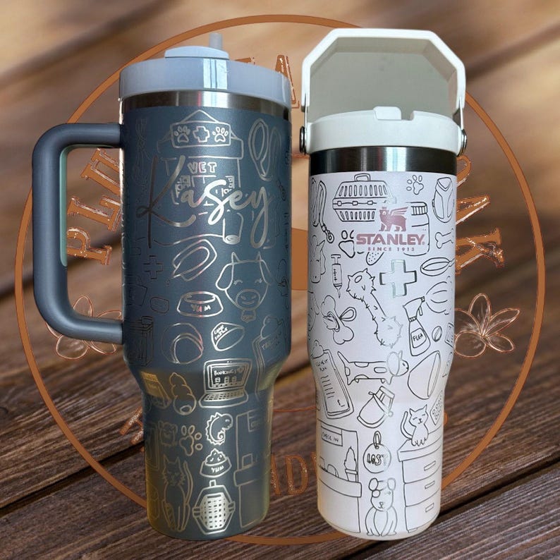 Engraved Tumbler, Veterinarian gift, vet tech, 40oz tumbler with handle, vet graduation gift, vet tech week, animal hospital, animal lover image 2
