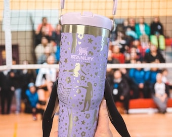 Volleybollmugg, graverad mugg, volleybollspelare, seniorkväll, personlig sportmugg, specialgraverad present, present till volleybolllaget