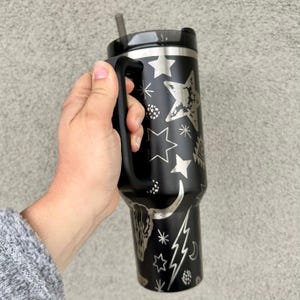 Engraved Tumbler, 40oz with handle, western cup, western mom, cow print tumbler, punchy, custom, southwest decor, longhorn, retro western image 3