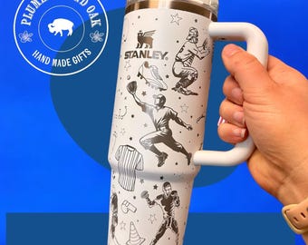 Vaso deportivo, vaso grabado, jugador de fútbol, botella de agua de fútbol, taza deportiva personalizada, regalo de béisbol, fútbol, béisbol