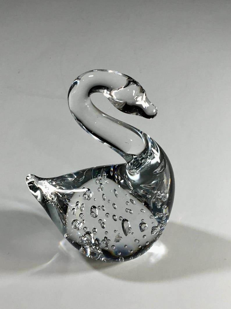 Blown Glass Swan Paperweight Vintage Paperweight Hand Blown Etsy