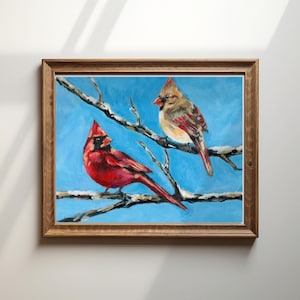 Cardinal Couple | Acrylic Painting | Print | 8&quot;x10&quot;