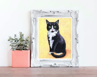 Tuxedo Cat Portrait | Darcy | Pet Portrait | 8" x 10"